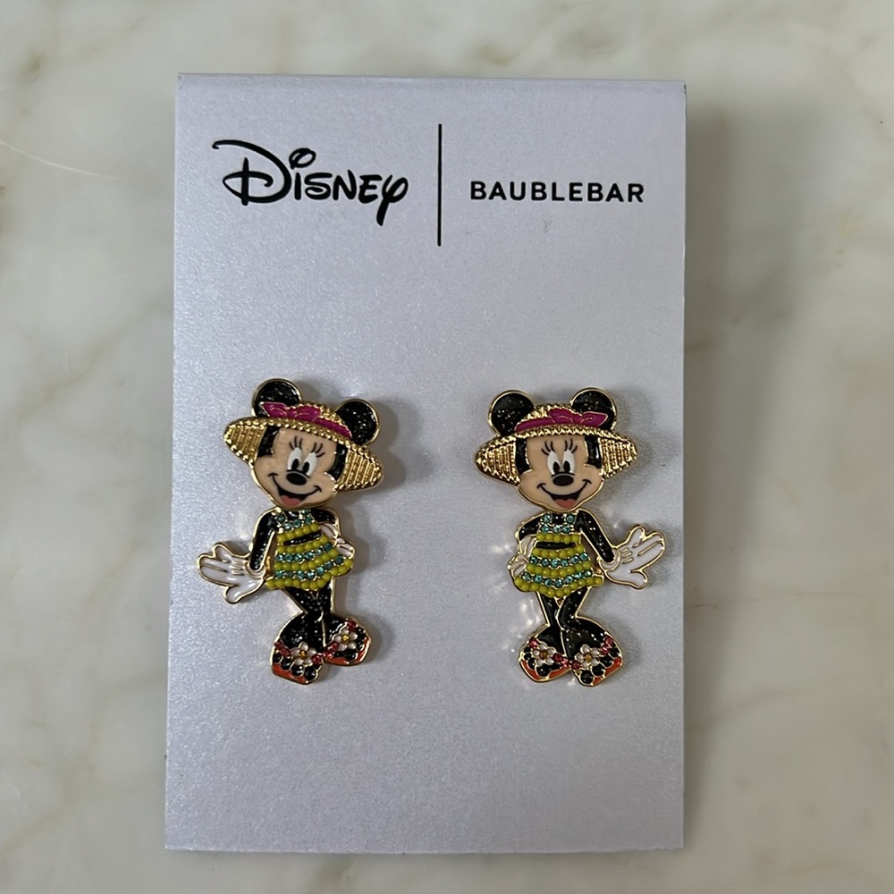 Disney BaubleBar Minnie Mouse Summer Beach Rhinestone Earrings